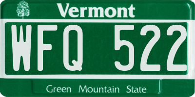 VT license plate WFQ522