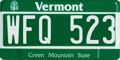 VT license plate WFQ523