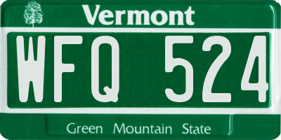 VT license plate WFQ524