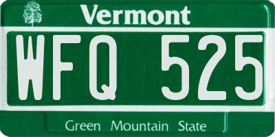 VT license plate WFQ525