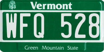 VT license plate WFQ528