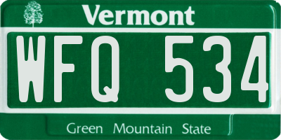 VT license plate WFQ534