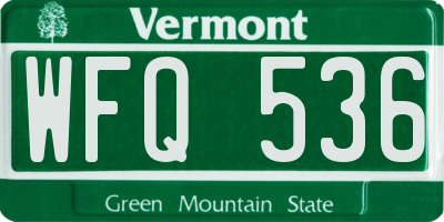 VT license plate WFQ536