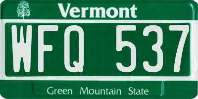 VT license plate WFQ537