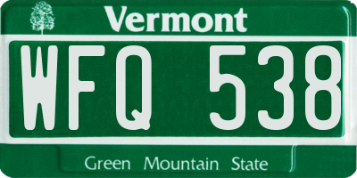 VT license plate WFQ538