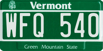 VT license plate WFQ540