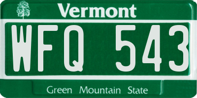 VT license plate WFQ543