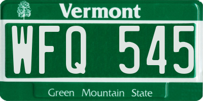 VT license plate WFQ545