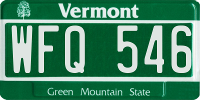 VT license plate WFQ546