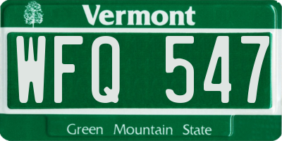 VT license plate WFQ547