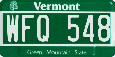 VT license plate WFQ548