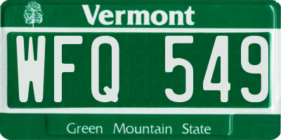VT license plate WFQ549