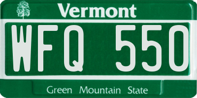 VT license plate WFQ550