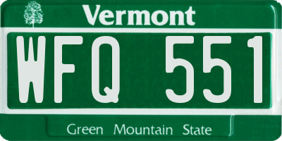 VT license plate WFQ551
