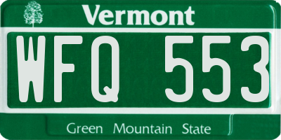 VT license plate WFQ553