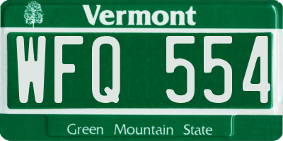 VT license plate WFQ554
