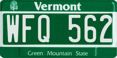 VT license plate WFQ562