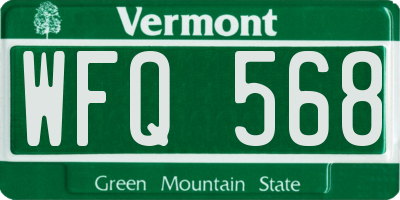 VT license plate WFQ568