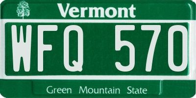 VT license plate WFQ570