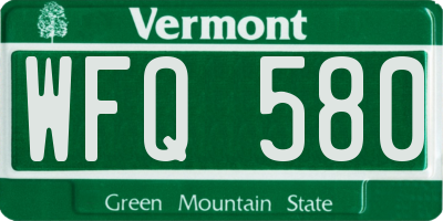 VT license plate WFQ580