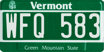 VT license plate WFQ583