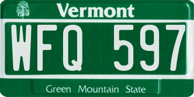 VT license plate WFQ597