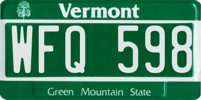 VT license plate WFQ598