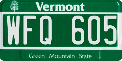 VT license plate WFQ605
