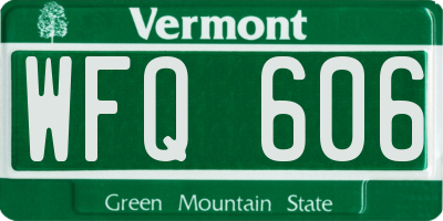 VT license plate WFQ606