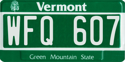 VT license plate WFQ607