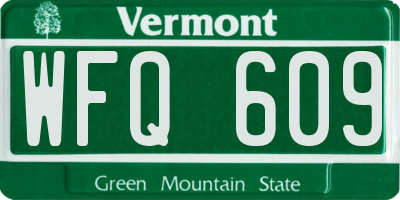 VT license plate WFQ609