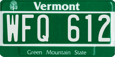 VT license plate WFQ612
