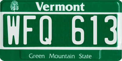 VT license plate WFQ613
