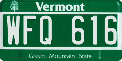 VT license plate WFQ616