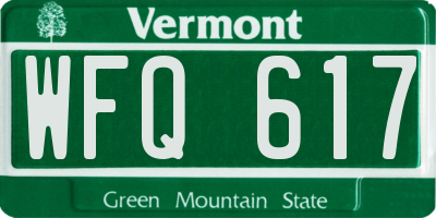 VT license plate WFQ617