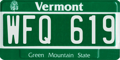 VT license plate WFQ619