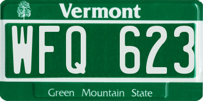 VT license plate WFQ623