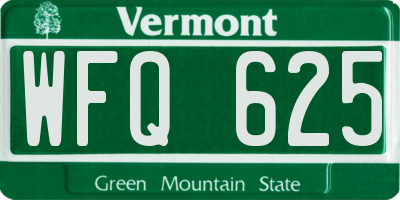 VT license plate WFQ625
