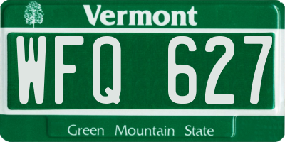VT license plate WFQ627