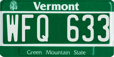 VT license plate WFQ633