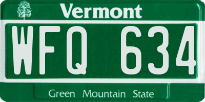 VT license plate WFQ634