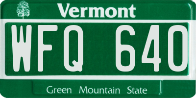 VT license plate WFQ640