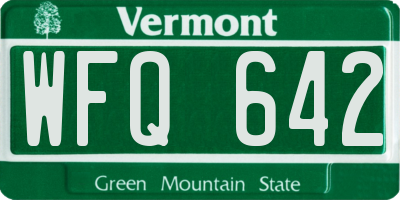 VT license plate WFQ642