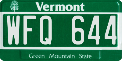 VT license plate WFQ644