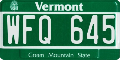 VT license plate WFQ645