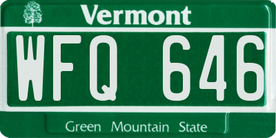 VT license plate WFQ646