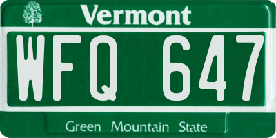 VT license plate WFQ647