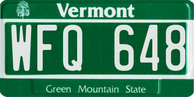 VT license plate WFQ648