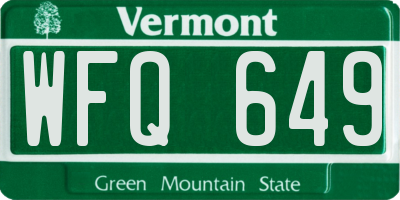 VT license plate WFQ649