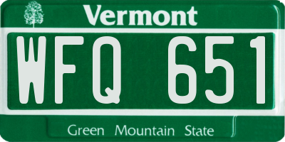 VT license plate WFQ651